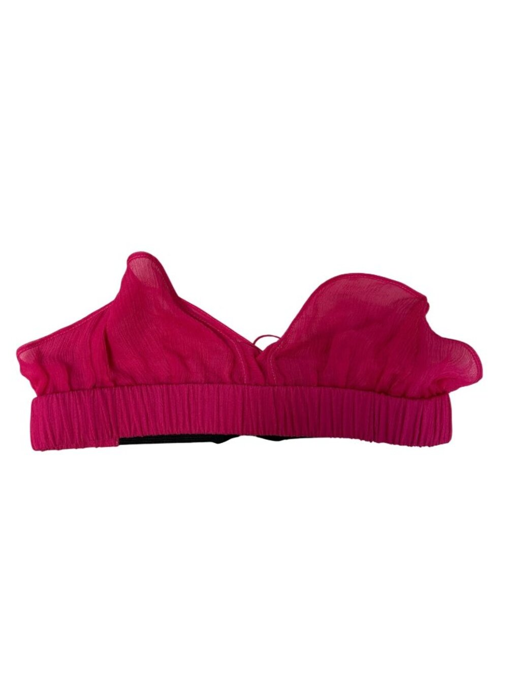 GILMAR N21 V Neck Silk Textured Mesh Bralette Top Hot Pink Size Small NWT